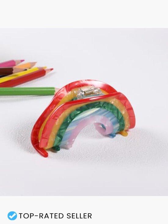 Large Rainbow Hair Claw Clip Non Slip 3.5inch Acrylic Acetate Strong Hold Jaw main image 5